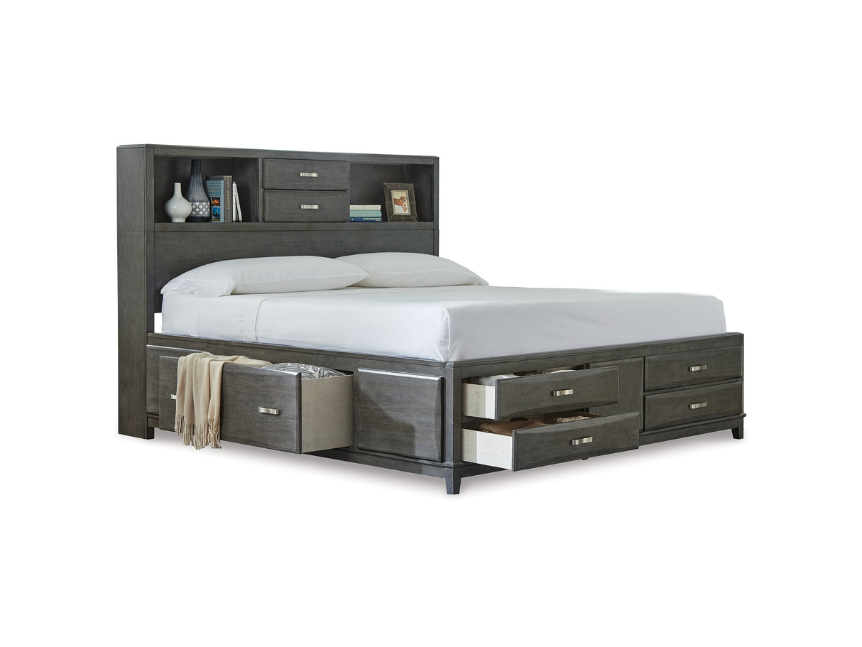Caitbrook Gray King Storage Bed, Dresser, Mirror, Chest And Nightstand