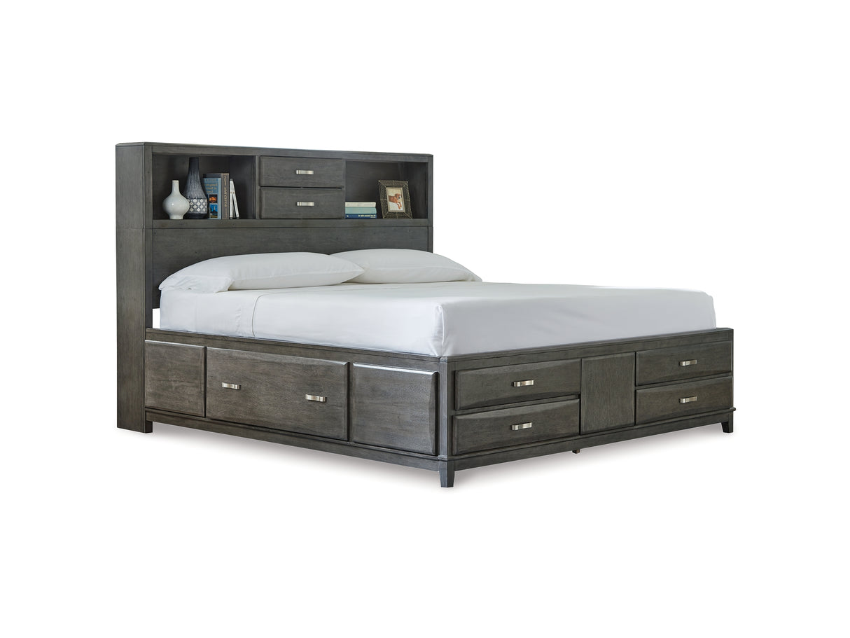 Caitbrook Gray Queen Storage Bed, Dresser, Chest And 2 Nightstands