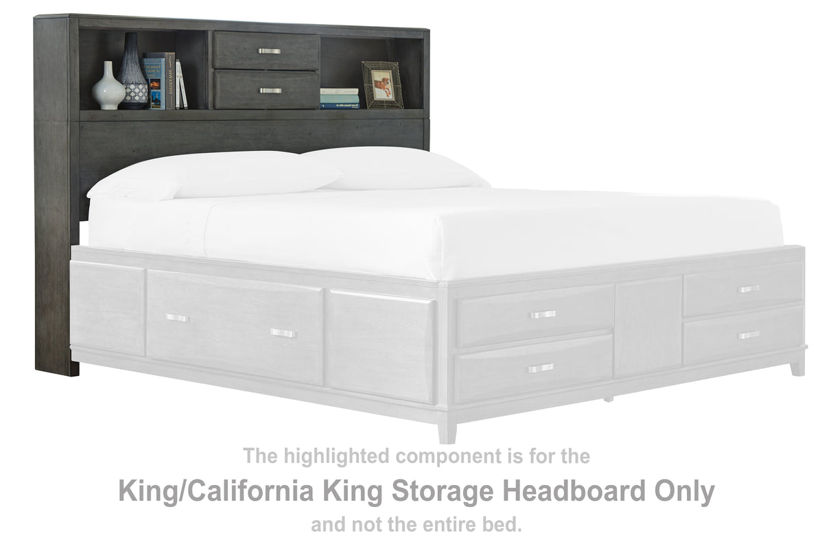 Caitbrook Gray King/California King Storage Headboard
