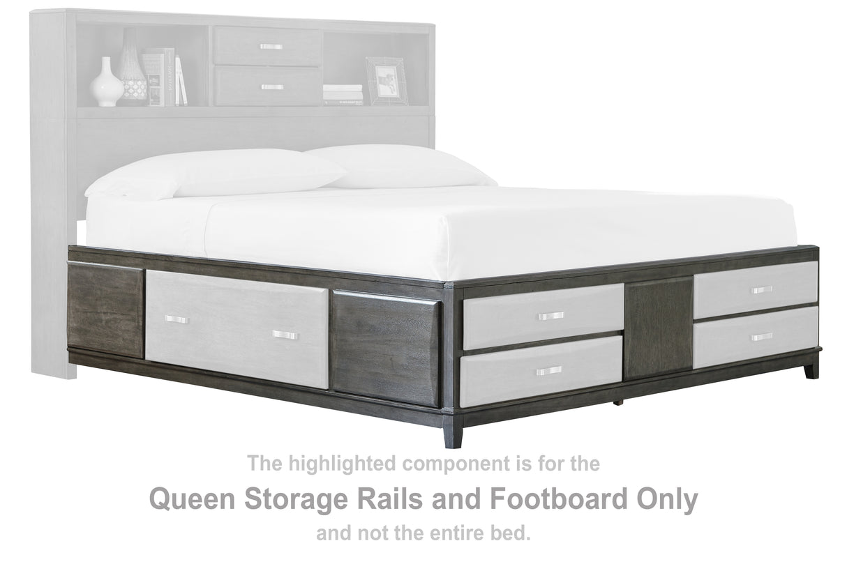 Caitbrook Gray Queen Storage Rails and Footboard