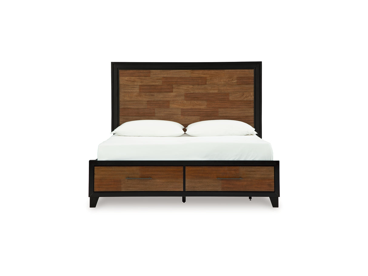 Kraeburn Brown/Black King Panel Storage Bed