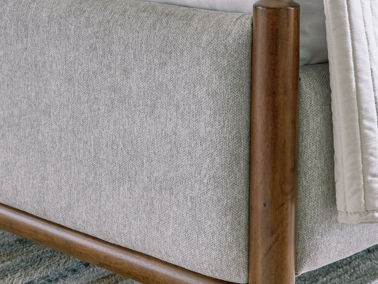 Lyncott Brown Queen Upholstered Bed, Dresser And Mirror