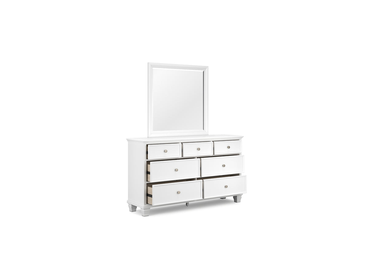 Fortman White Twin Panel Bed, Dresser And Mirror