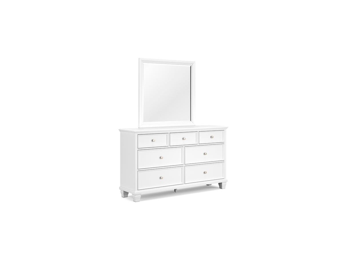 Fortman White Twin Panel Bed, Dresser And Mirror