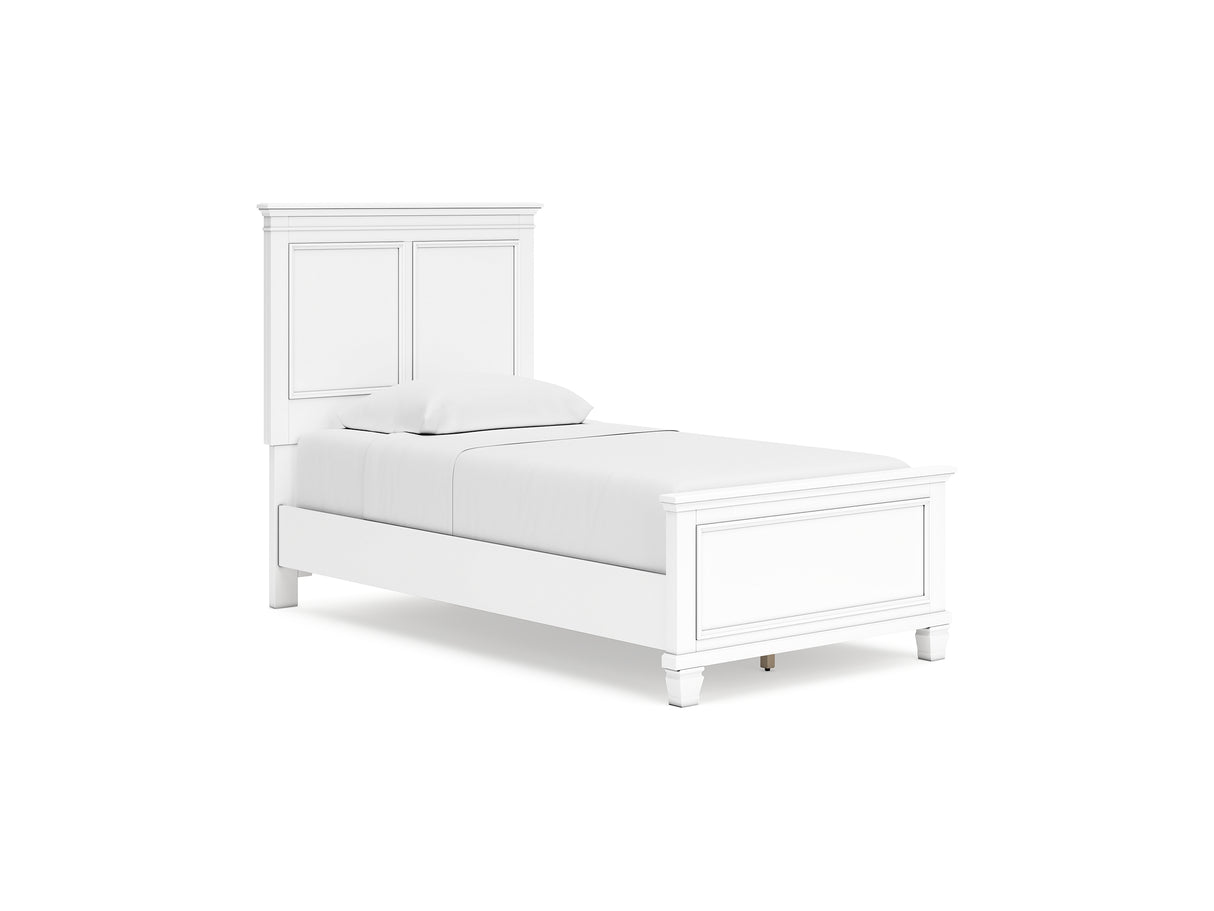 Fortman White Twin Panel Bed, Dresser And Mirror