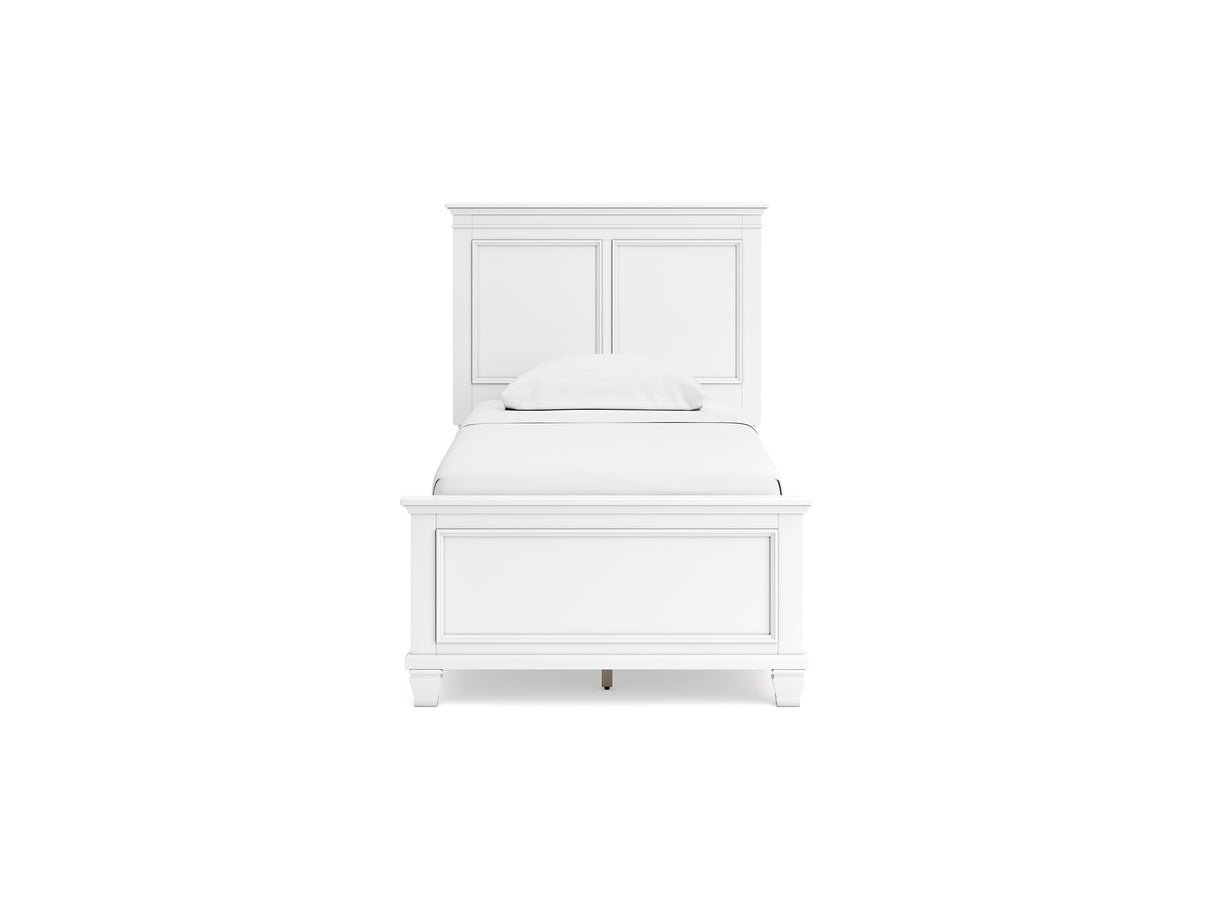 Fortman White Twin Panel Bed, Dresser And Mirror