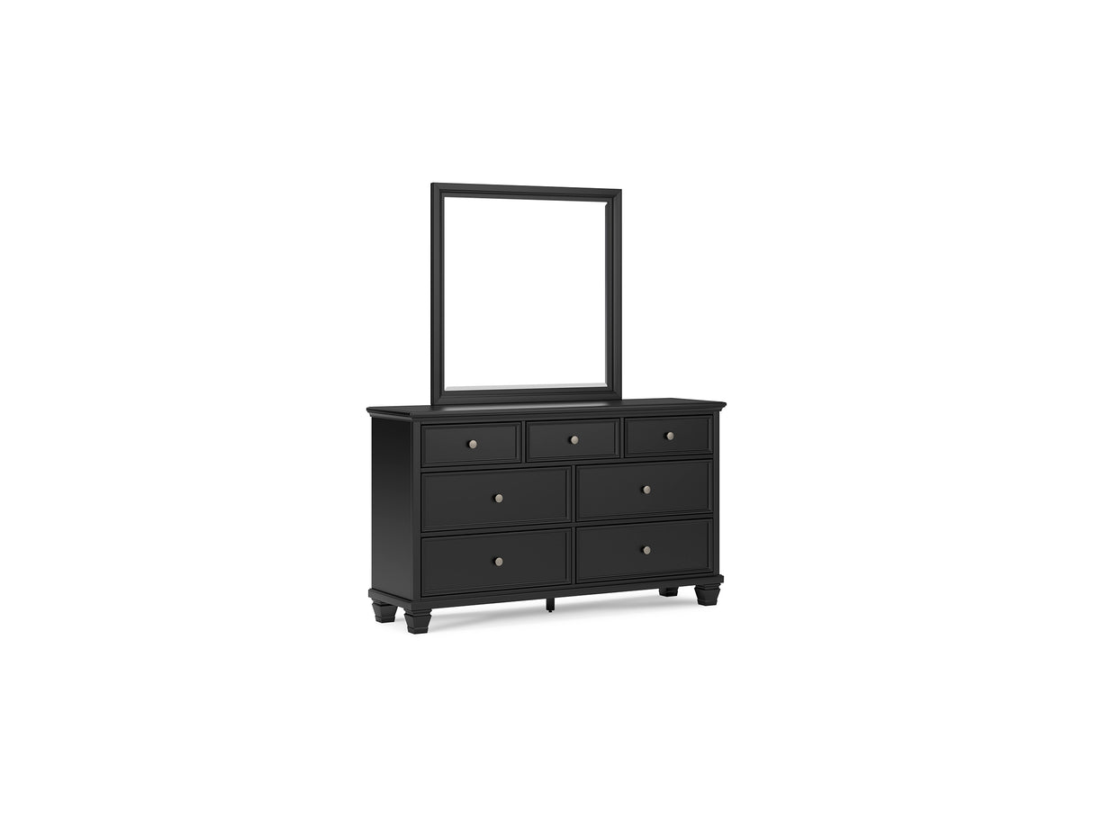 Lanolee Black Full Panel Bed, Dresser And Mirror