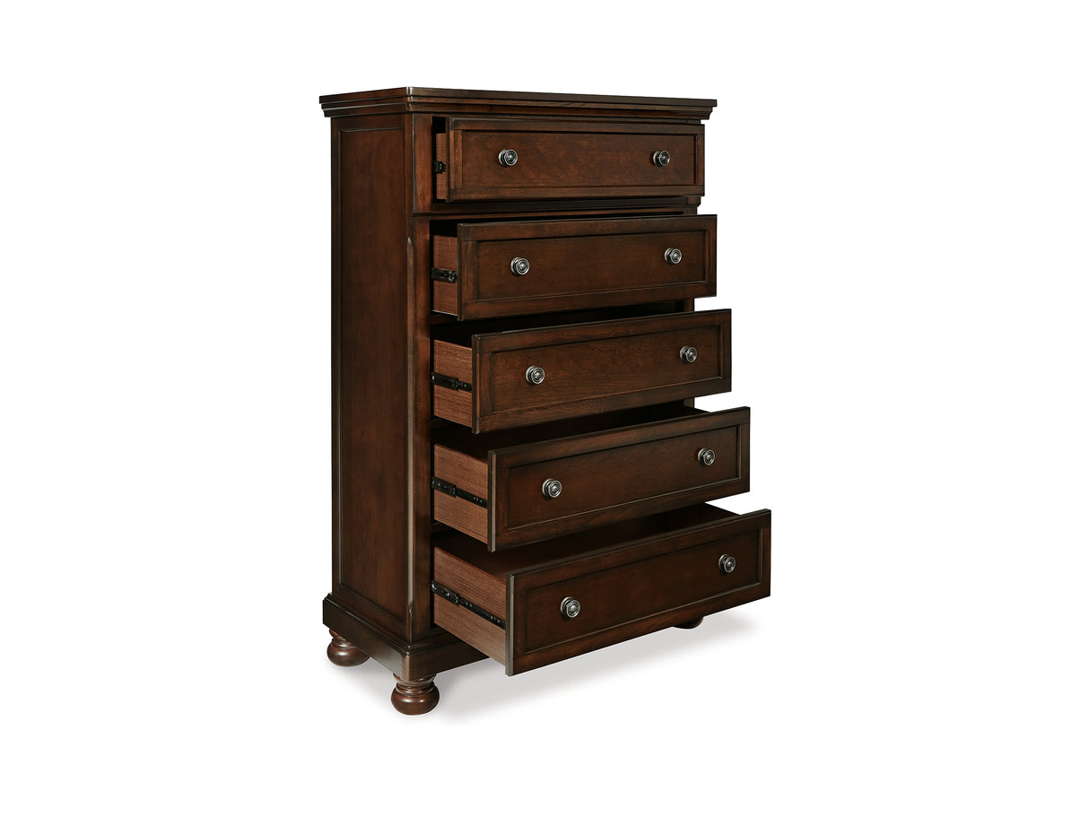 Porter California King Panel Bed, Dresser, Mirror And Chest