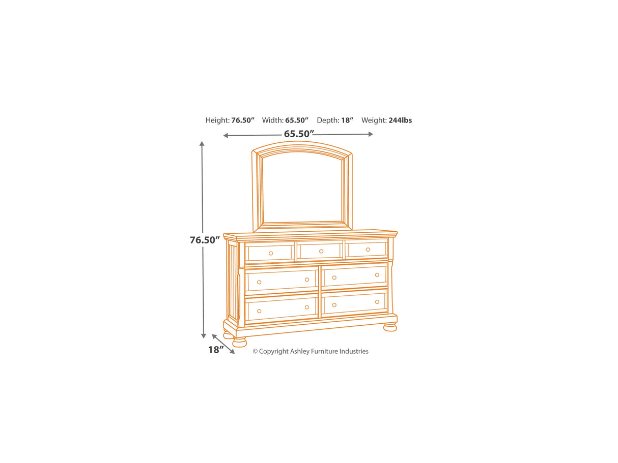 Flynnter Medium Brown King Panel Bed, Dresser, Mirror And 2 Nightstands