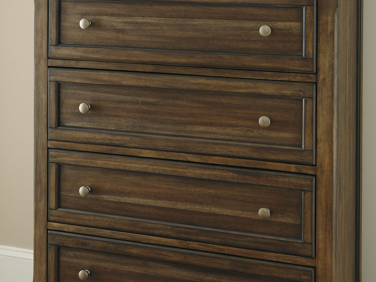 Flynnter Medium Brown King Bed, Dresser, Chest And 2 Nightstands