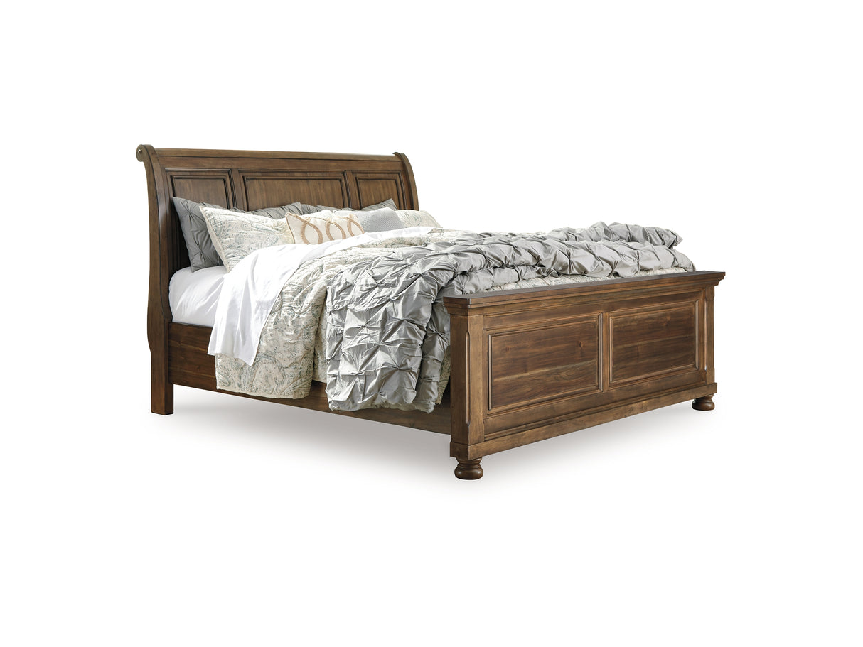 Flynnter Medium Brown King Sleigh Bed