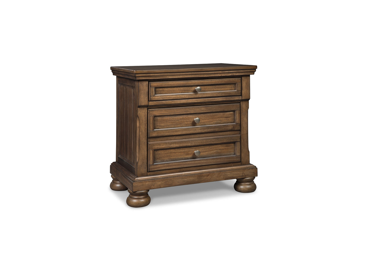 Flynnter Medium Brown King Panel Bed, Dresser, Mirror And 2 Nightstands