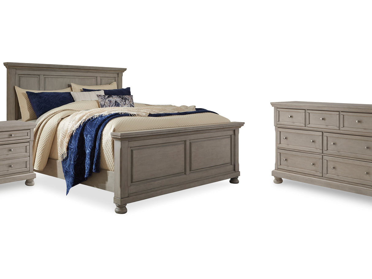 Lettner Light Gray Queen Panel Bed, Dresser, And Nightstand