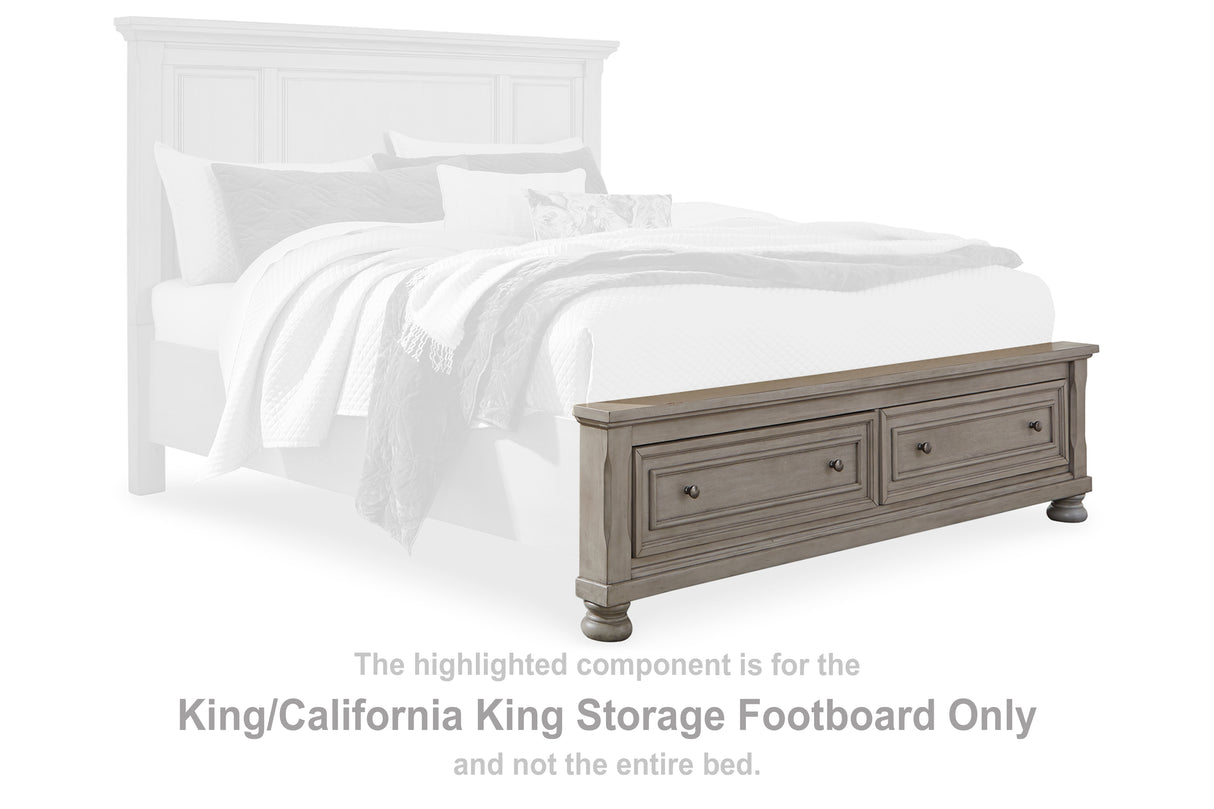 Lettner Light Gray King/California King Storage Footboard
