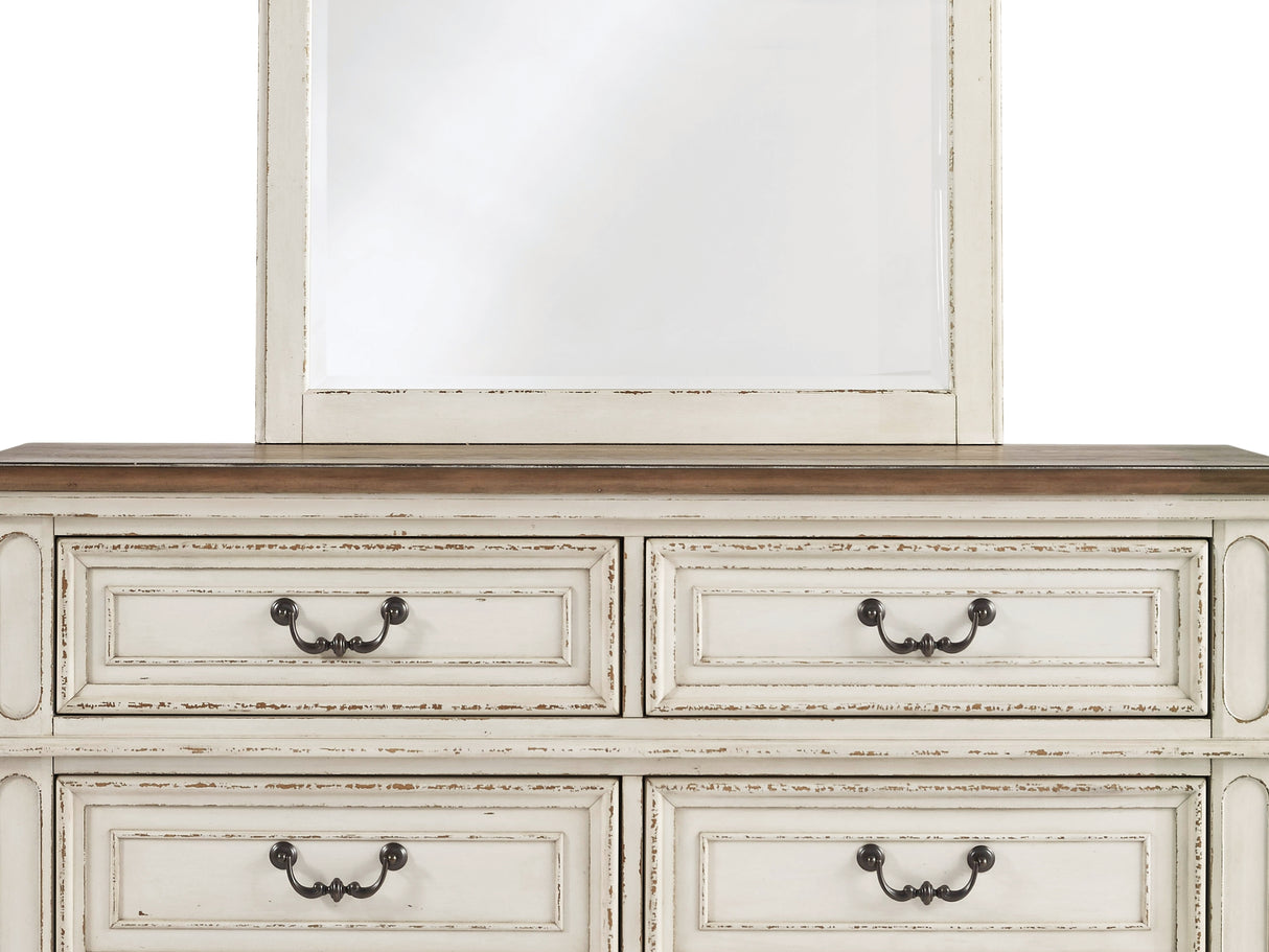 Realyn Chipped White Dresser And Mirror