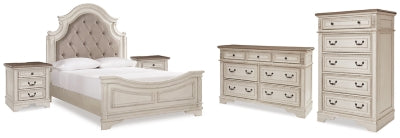 Realyn Two-Tone Queen Panel Bed, Dresser, Chest And 2 Nightstands