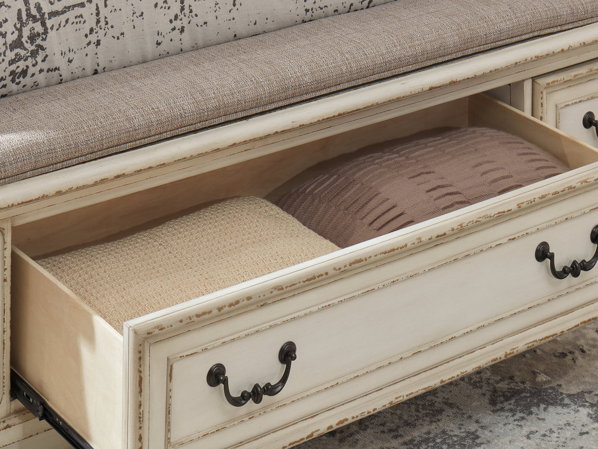 Realyn Two-Tone Queen Panel Bed, Dresser, Mirror, Chest And Nightstand