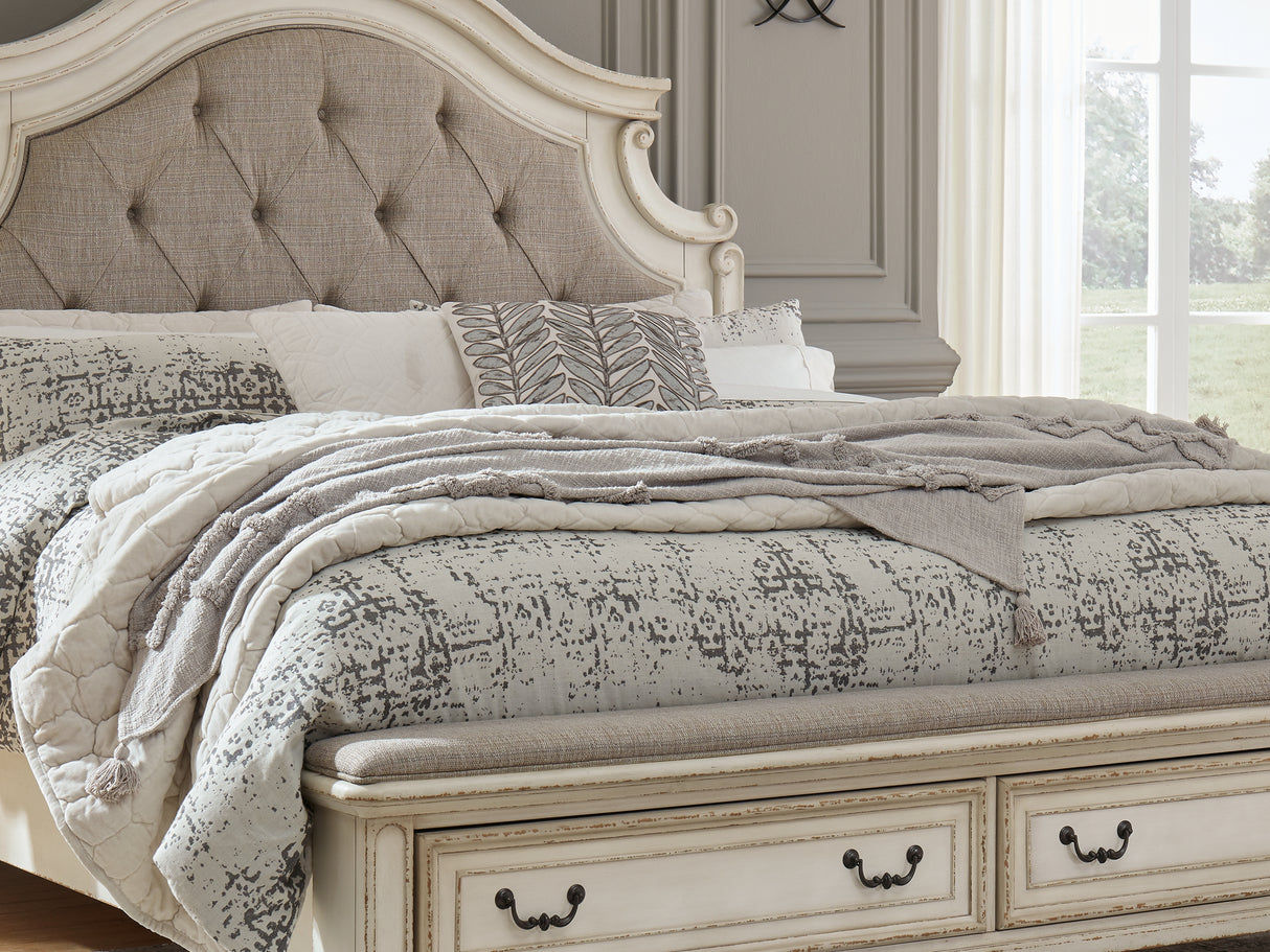 Realyn Two-Tone Queen Panel Bed, Dresser, Mirror, Chest And Nightstand