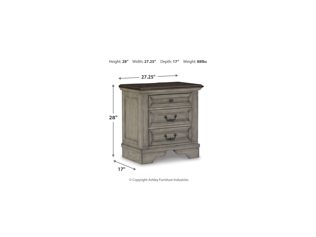 Lodenbay Antique Gray/Brown Queen Upholstered Panel Bed, Dresser, Mirror And 2 Nightstands