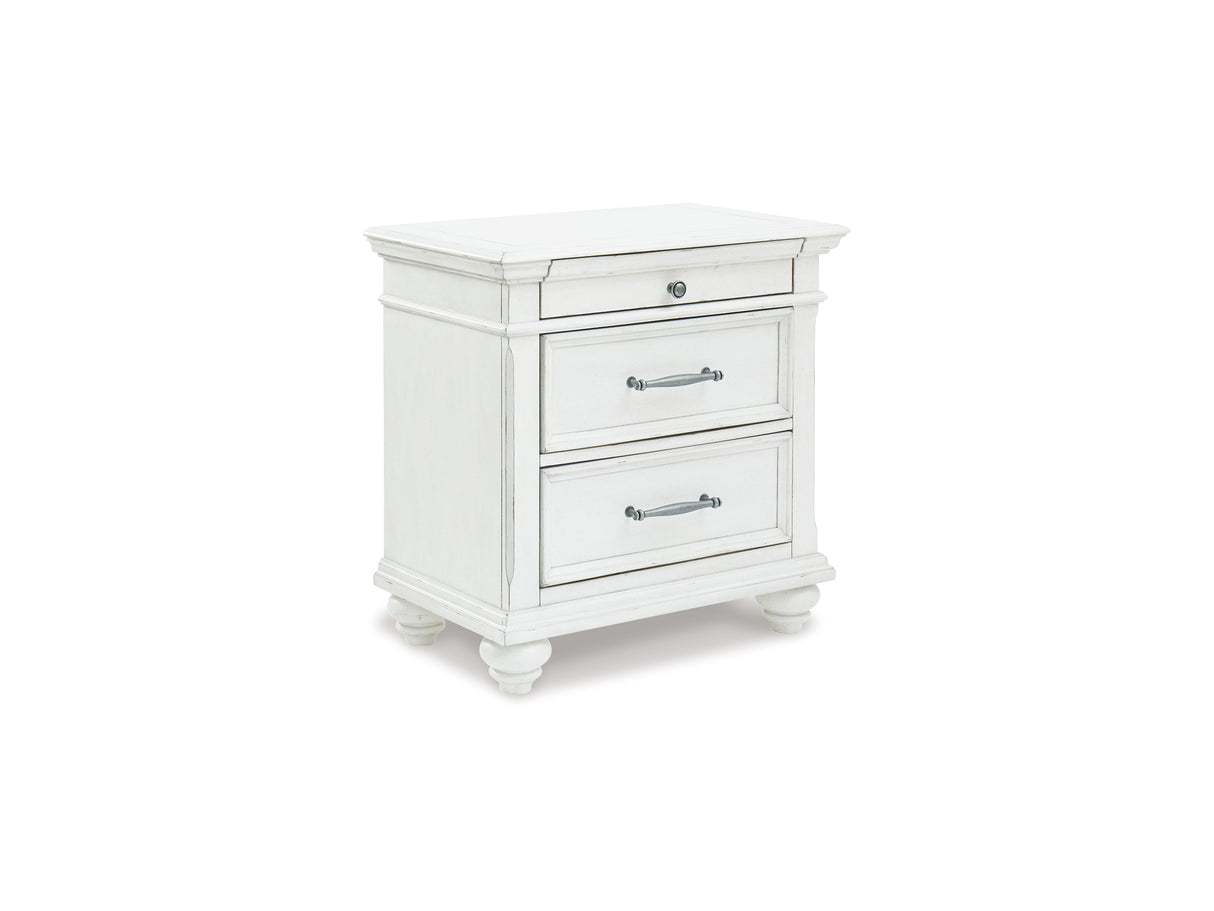 Kanwyn Whitewash Queen Panel Storage Bed, Dresser, Mirror And Nightstand