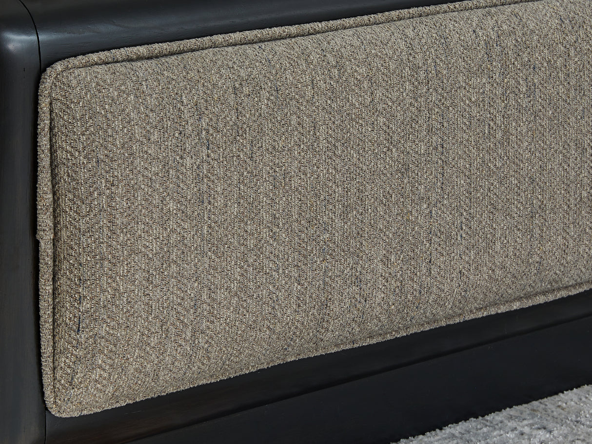 Rowanbeck Gray/Black California King Upholstered Panel Bed