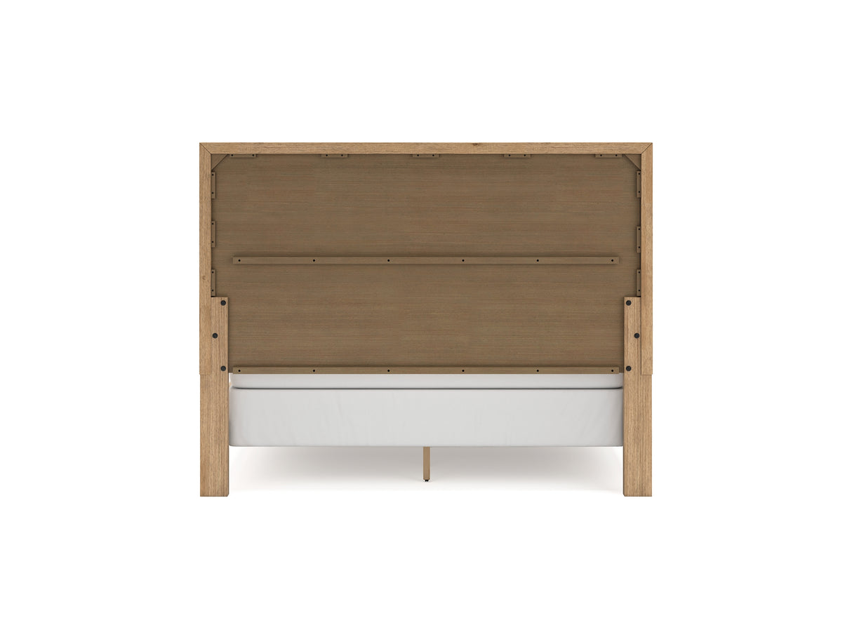 Galliden Light Brown California King Panel Bed, Dresser And Mirror