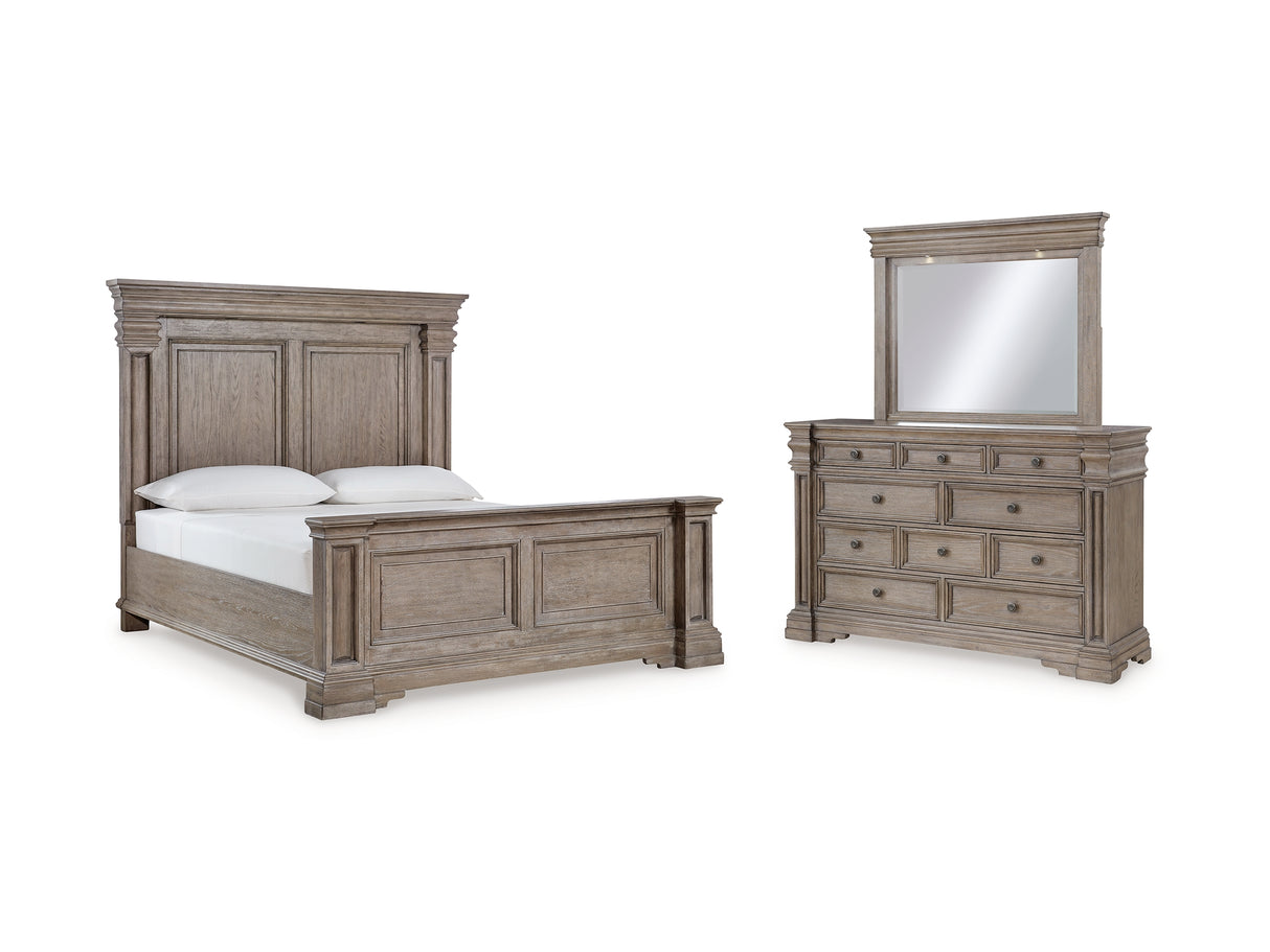 Blairhurst Light Grayish Brown King Panel Bed, Dresser And Mirror