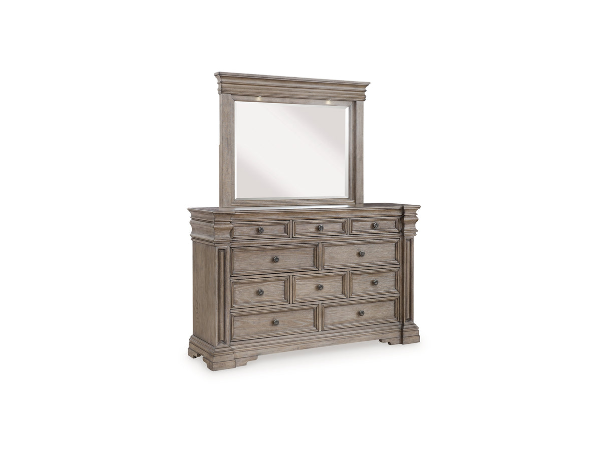 Blairhurst Light Grayish Brown King Panel Bed, Dresser And Mirror