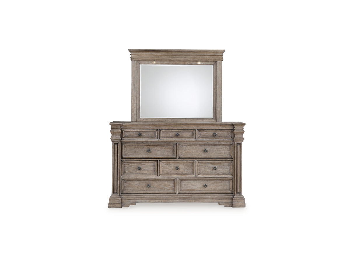 Blairhurst Light Grayish Brown King Panel Bed, Dresser And Mirror