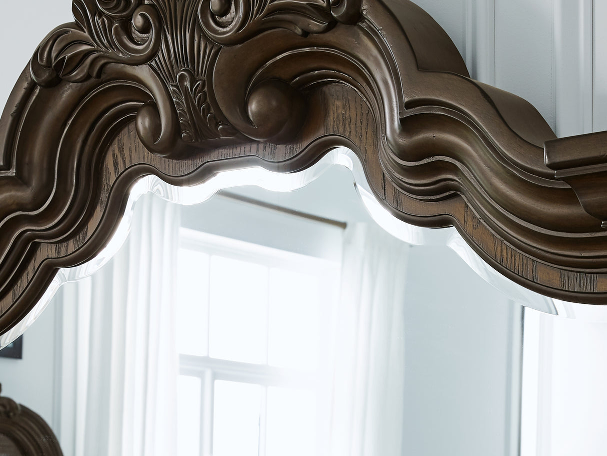 Maylee Dark Brown Dresser And Mirror