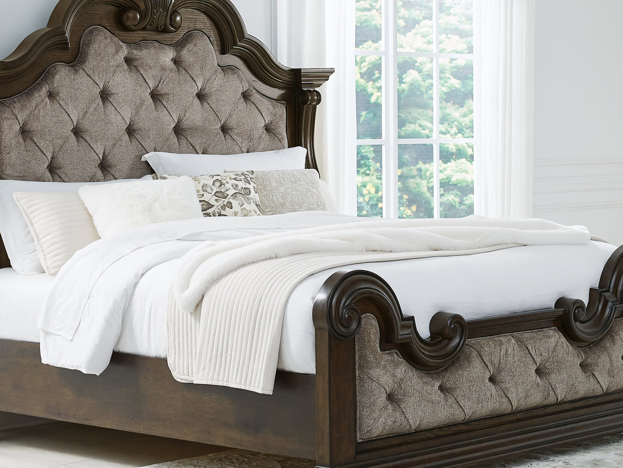 Maylee Dark Brown Queen Upholstered Bed