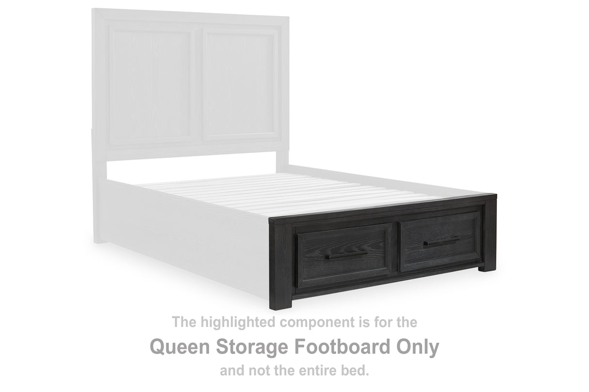 Foyland Black Queen Storage Footboard