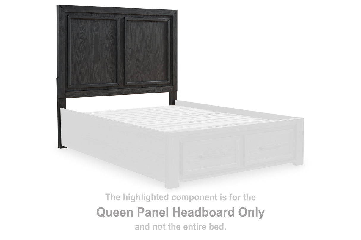 Foyland Black Queen Panel Headboard