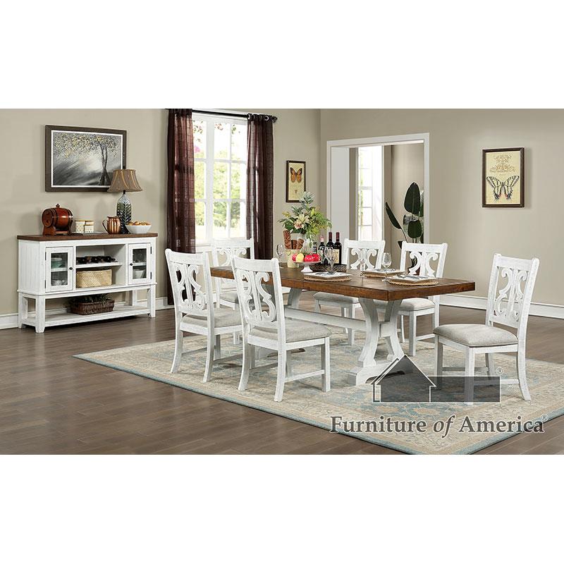 Auletta Distressed White/Distressed Dark Oak Dining Table