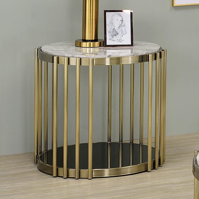 Ofelia Antique Brass/Black End Table