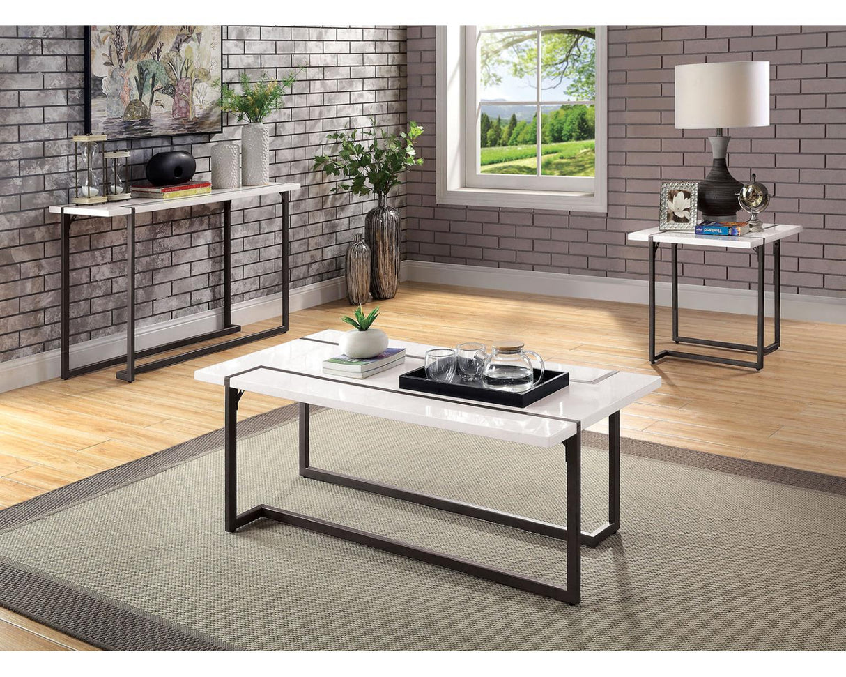 Izar White/Gun Metal Coffee Table