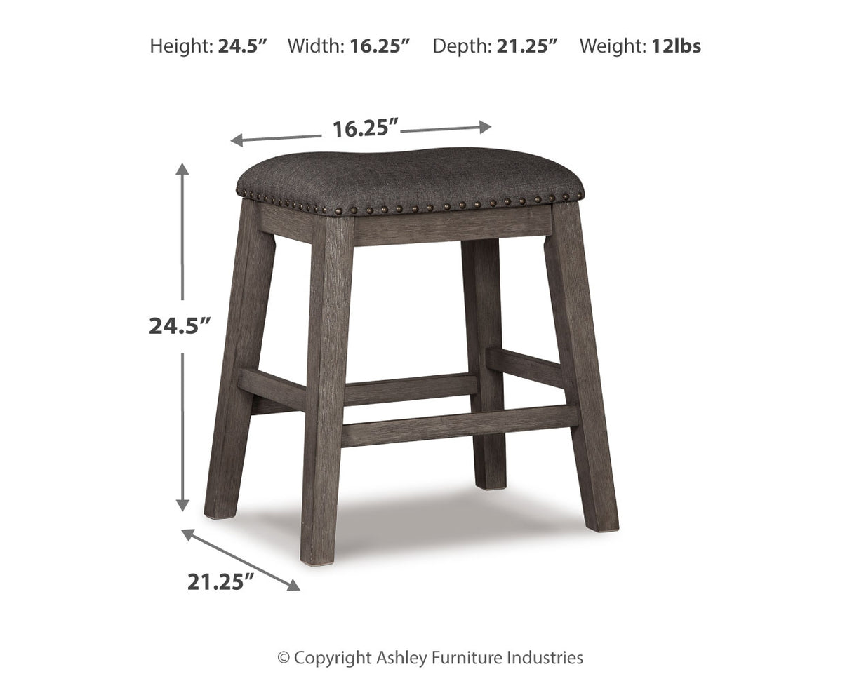 Caitbrook Gray Counter Height Upholstered Bar Stool
