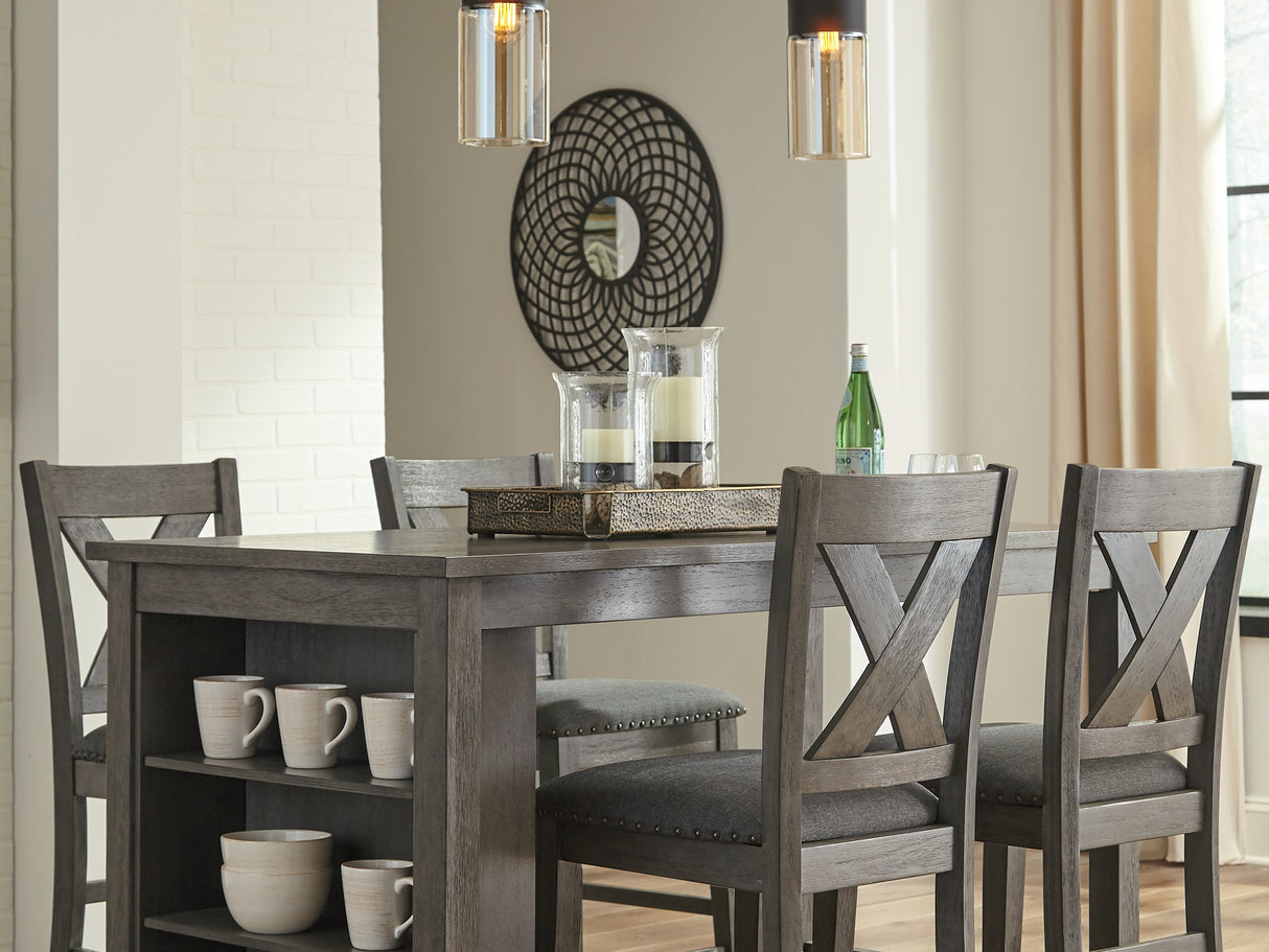 Caitbrook Gray Counter Height Dining Table And 4 Barstools