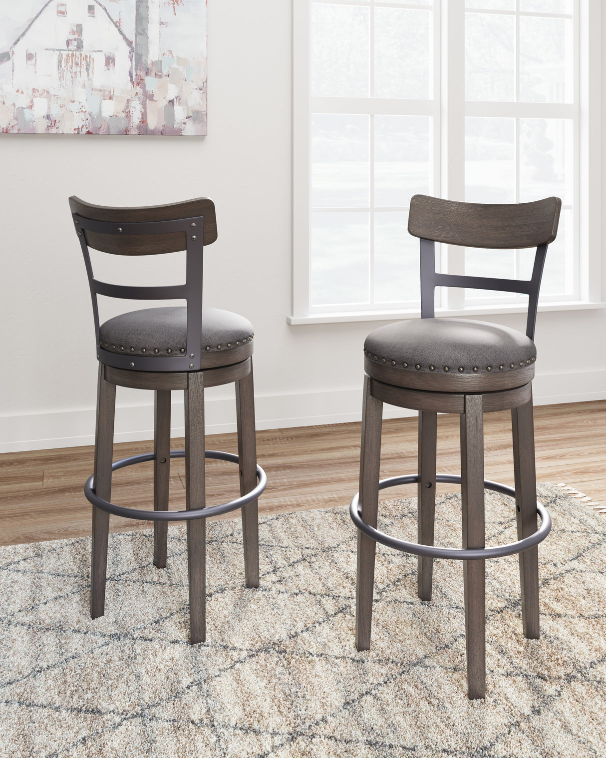 Caitbrook Gray Bar Height Bar Stool