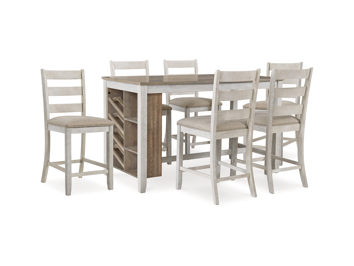 Skempton Two-Tone Counter Height Dining Table And 6 Barstools