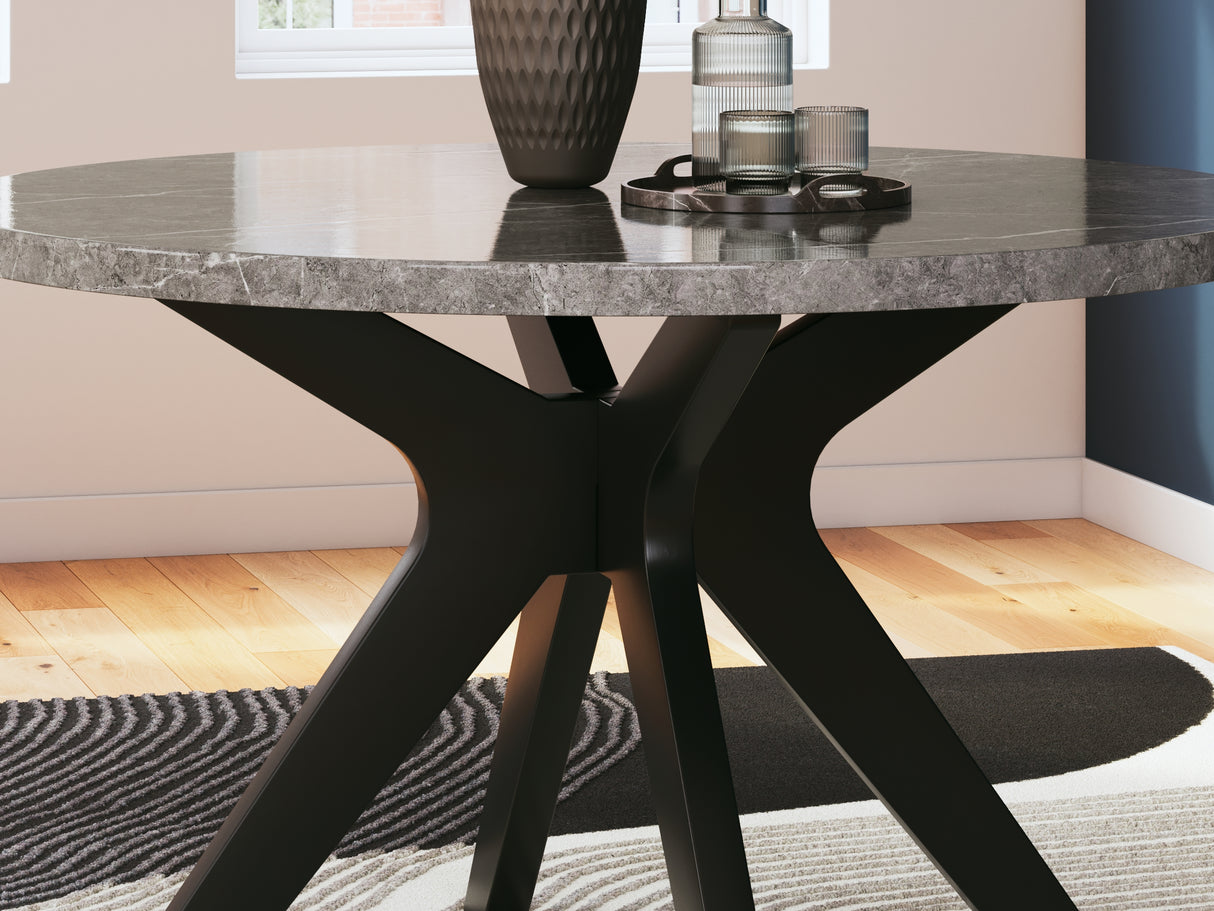 Glinari Taupe/Black Dining Table And 4 Chairs