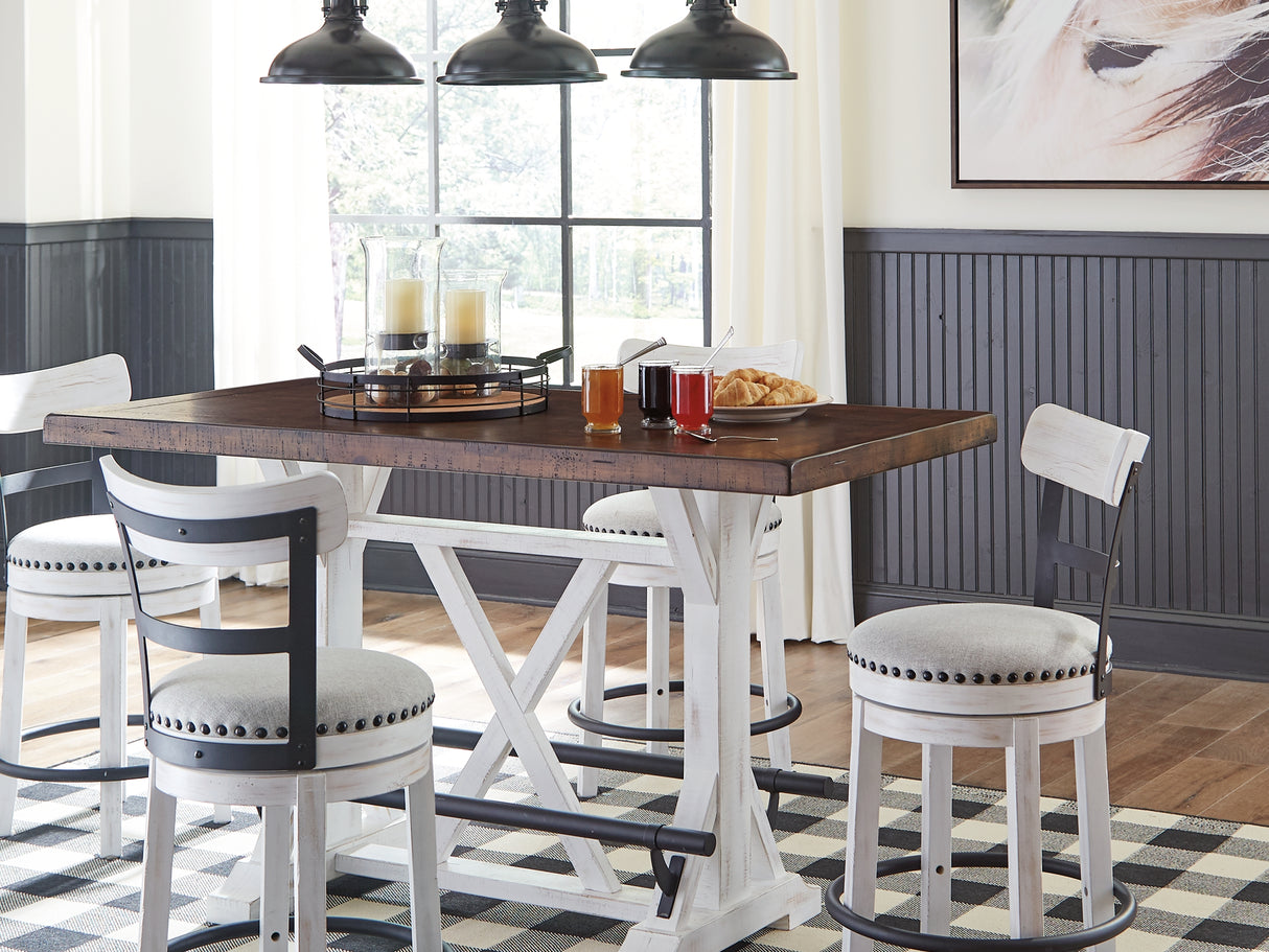 Valebeck White Counter Height Dining Table And 4 Barstools