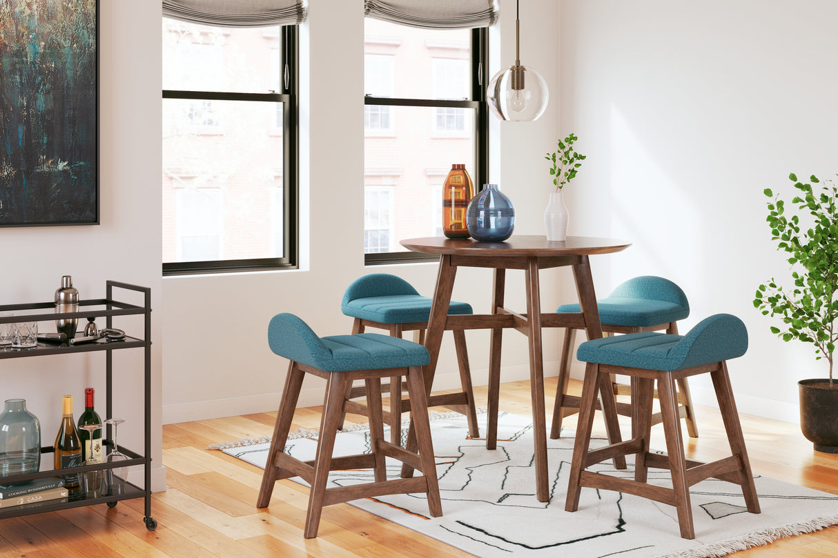 Lyncott Blue/Brown Counter Height Bar Stool