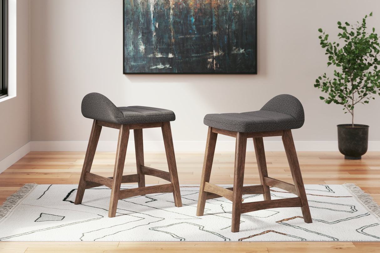 Lyncott Charcoal/Brown Counter Height Bar Stool