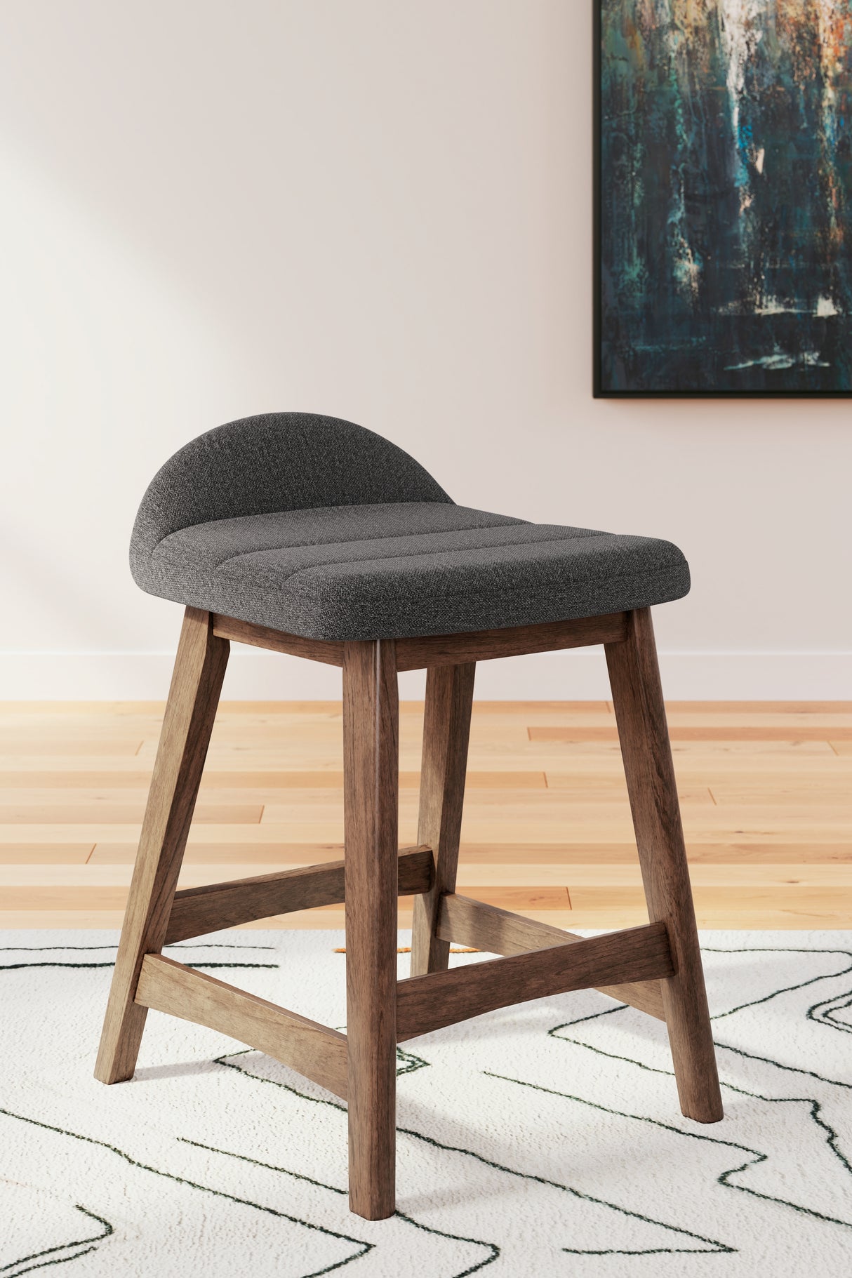 Lyncott Charcoal/Brown Counter Height Bar Stool