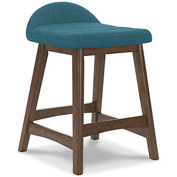 Lyncott Blue/Brown Counter Height Bar Stool