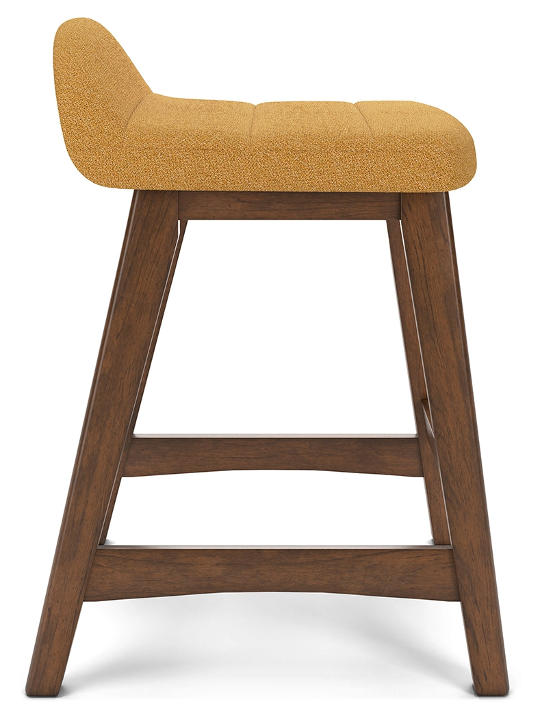 Lyncott Mustard/Brown Counter Height Bar Stool