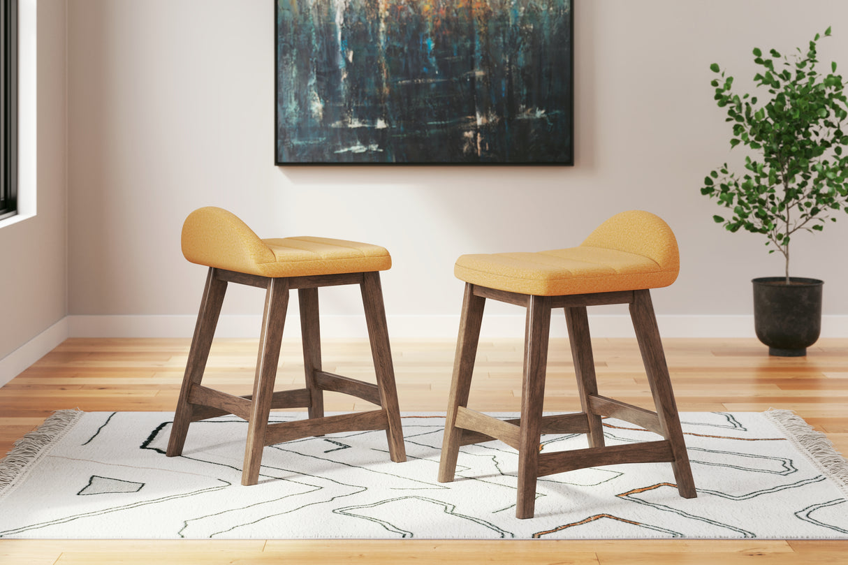 Lyncott Mustard/Brown Counter Height Bar Stool