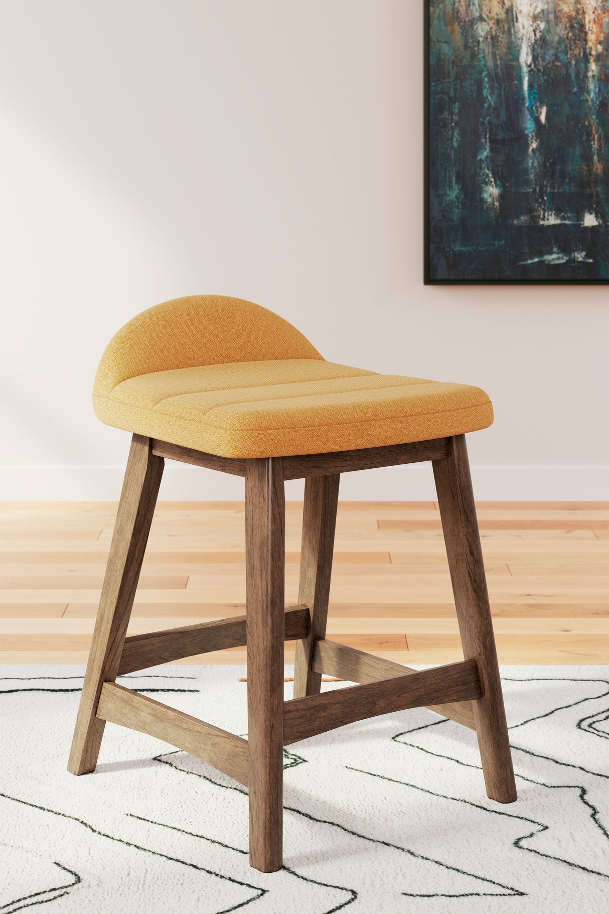 Lyncott Mustard/Brown Counter Height Bar Stool