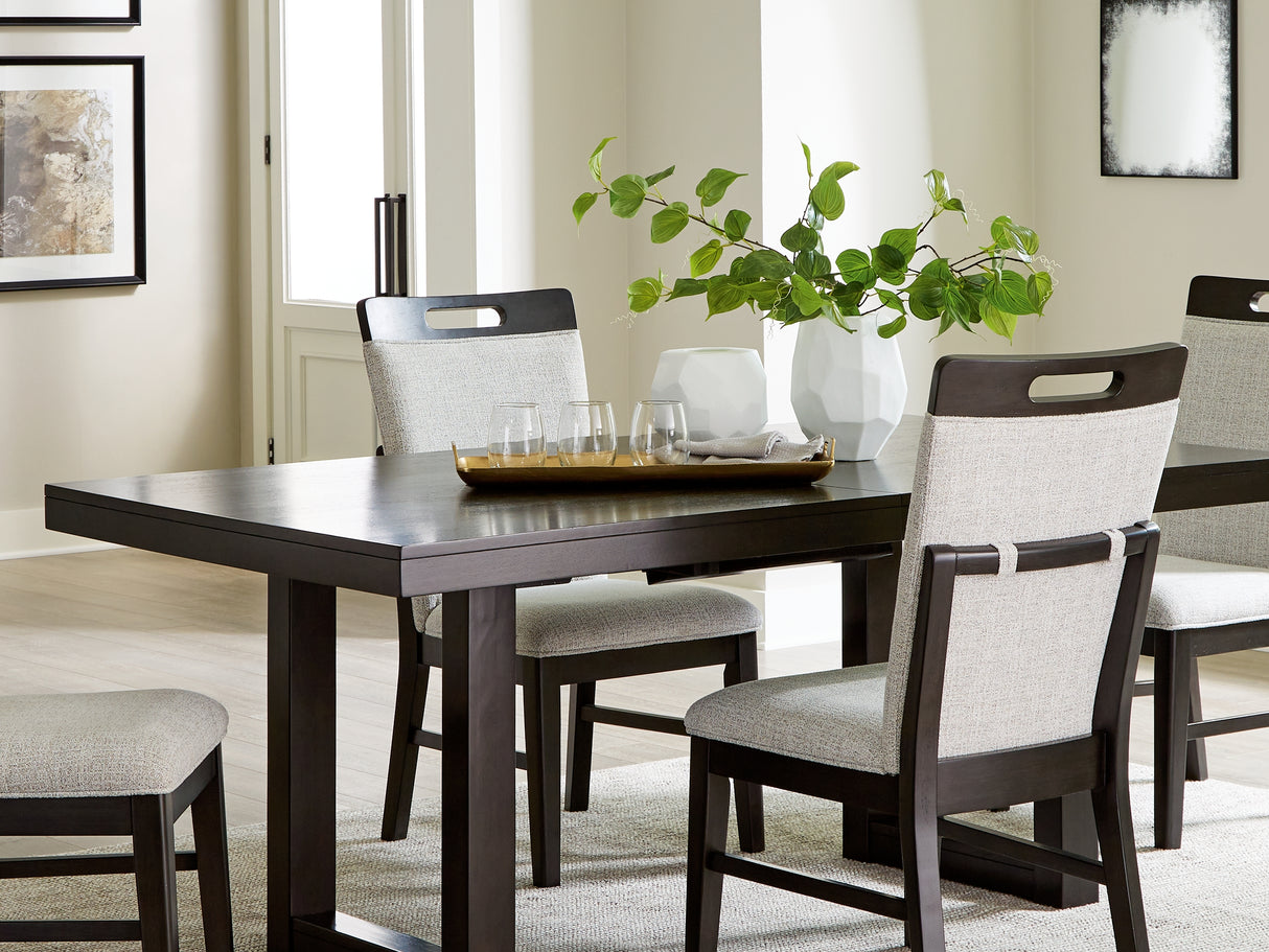 Neymorton Dark Grayish Brown Dining Table And 4 Chairs